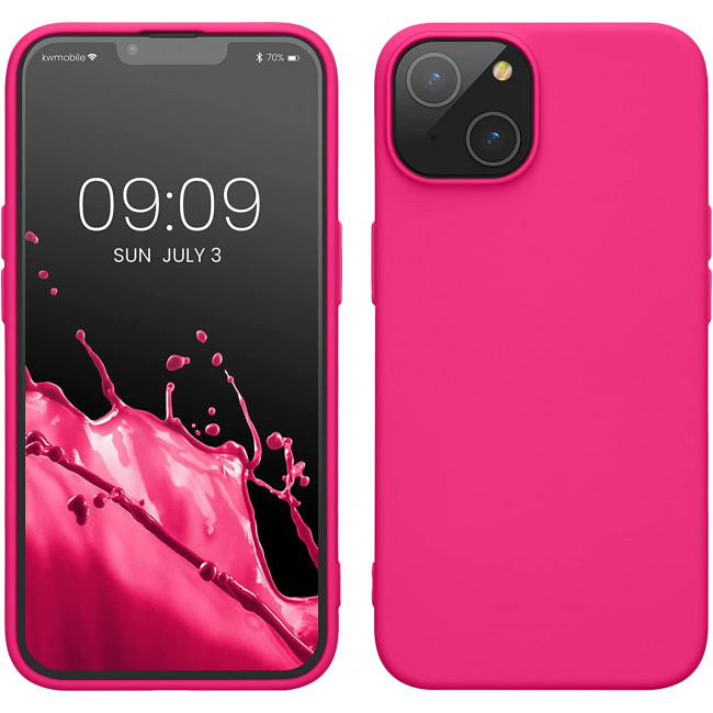 KW iPhone 14 Θήκη Σιλικόνης Rubberized TPU - Neon Pink - 59079.77