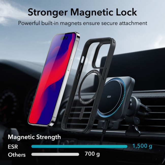 ESR iPhone 14 Pro Classic Hybrid Halolock Σκληρή Θήκη με Πλαίσιο Σιλικόνης και MagSafe - Διάφανη / Black