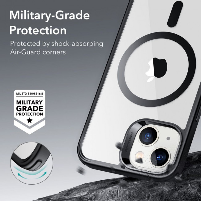 ESR iPhone 14 Plus / iPhone 15 Plus Classic Hybrid Halolock Σκληρή Θήκη με Πλαίσιο Σιλικόνης και MagSafe - Διάφανη / Black