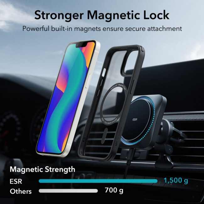 ESR iPhone 14 Plus / iPhone 15 Plus Classic Hybrid Halolock Σκληρή Θήκη με Πλαίσιο Σιλικόνης και MagSafe - Διάφανη / Black