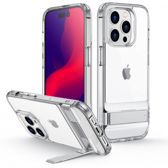 ESR iPhone 14 Pro Max Air Shield Boost Θήκη Σιλικόνης με Stand - Διάφανη / Silver