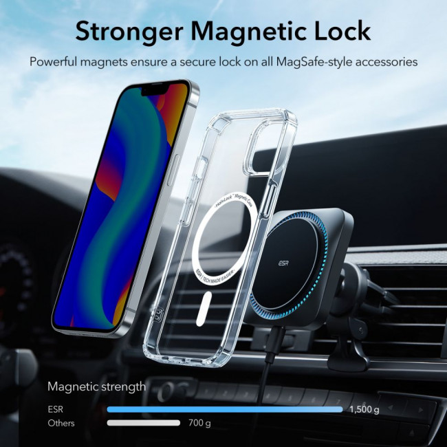 ESR iPhone 14 Krystec Halolock Σκληρή Θήκη με Πλαίσιο Σιλικόνης και MagSafe - Διάφανη