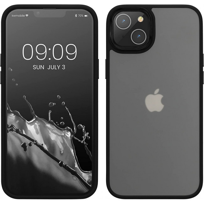 KW iPhone 14 Plus Σκληρή Θήκη με Πλαίσιο Σιλικόνης - Black / Matte Διάφανη - 59090.01