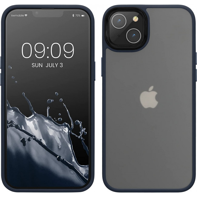 KW iPhone 14 Plus Σκληρή Θήκη με Πλαίσιο Σιλικόνης - Dark Blue / Matte Διάφανη - 59090.17