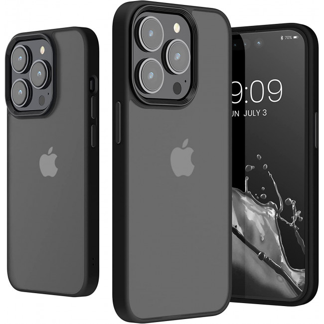 KW iPhone 14 Pro Max Σκληρή Θήκη με Πλαίσιο Σιλικόνης - Black / Matte Διάφανη - 59092.01