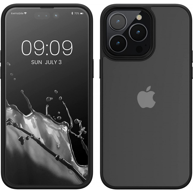 KW iPhone 14 Pro Max Σκληρή Θήκη με Πλαίσιο Σιλικόνης - Black / Matte Διάφανη - 59092.01