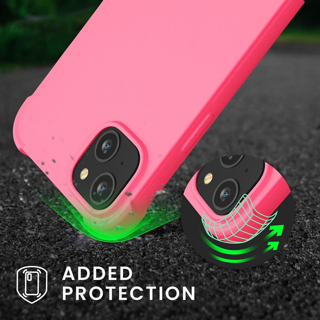 KW iPhone 14 Plus Θήκη Σιλικόνης TPU με Λουράκι - Neon Pink - 59117.77