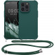 KW iPhone 14 Pro Θήκη Σιλικόνης TPU με Λουράκι - Dark Green - 59118.80