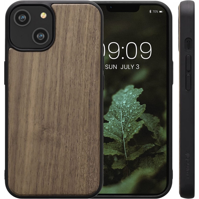 KW iPhone 14 Θήκη από Φυσικό Ξύλο - Dark Brown - 59120.18