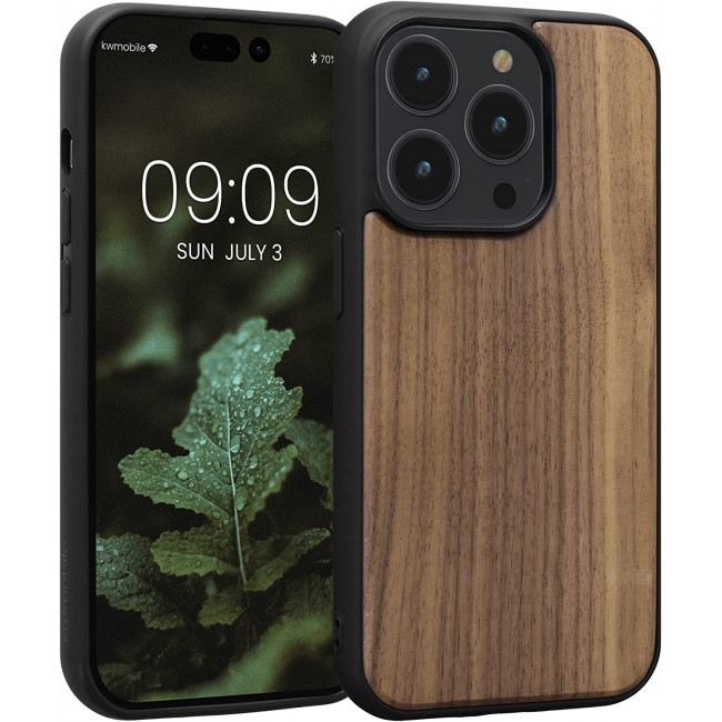 KW iPhone 14 Pro Θήκη από Φυσικό Ξύλο - Dark Brown - 59122.18