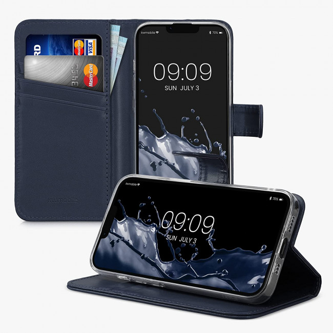 KW iPhone 14 Θήκη Πορτοφόλι Stand - Dark Blue - 59212.17