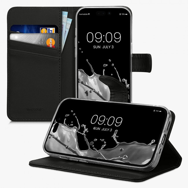 KW iPhone 14 Pro Θήκη Πορτοφόλι Stand - Black - 59214.01