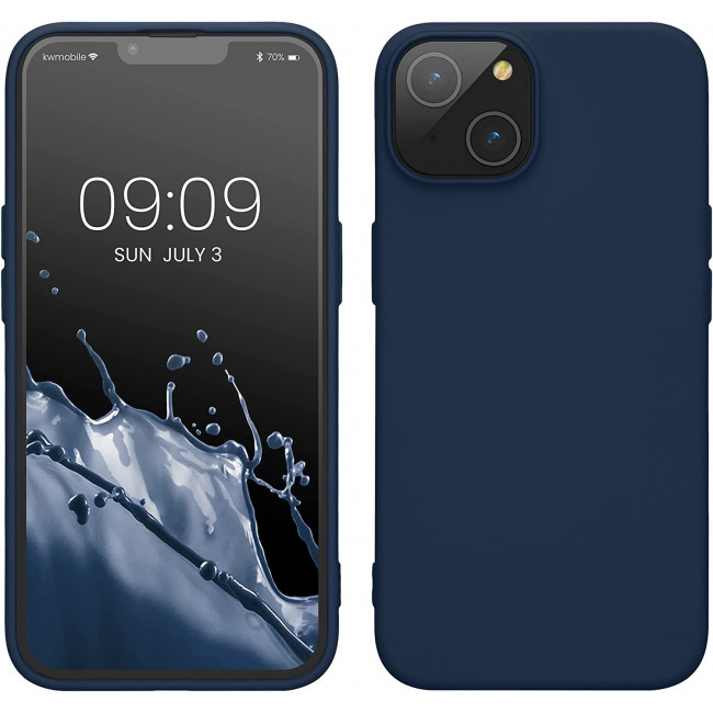 KW iPhone 14 Θήκη Σιλικόνης Rubberized TPU - Navy Blue - 59079.116