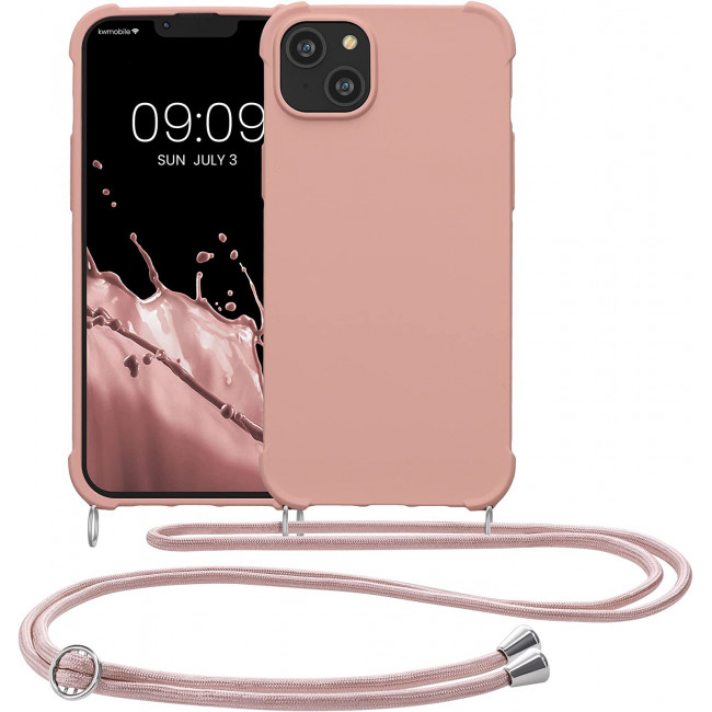 KW iPhone 14 Plus Θήκη Σιλικόνης TPU με Λουράκι - Mother Of Pearl - 59117.154