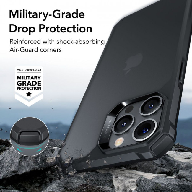 ESR iPhone 14 Pro Max Air Armor Σκληρή Θήκη με Πλαίσιο Σιλικόνης - Ημιδιάφανη / Frosted Black