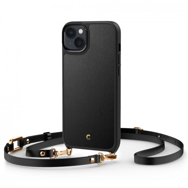 Spigen Cyrill iPhone 14 Classic Charm Mag Σκληρή Θήκη MagSafe με Πλαίσιο Σιλικόνης και Λουράκι - Black