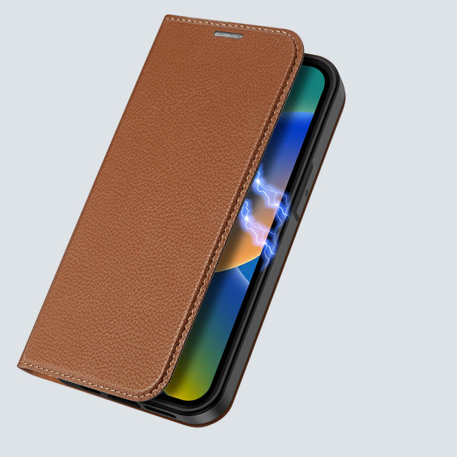 Dux Ducis iPhone 14 Skin X2 Flip Stand Case Θήκη Βιβλίο - Brown