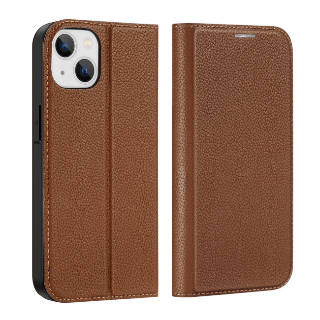 Dux Ducis iPhone 14 Skin X2 Flip Stand Case Θήκη Βιβλίο - Brown