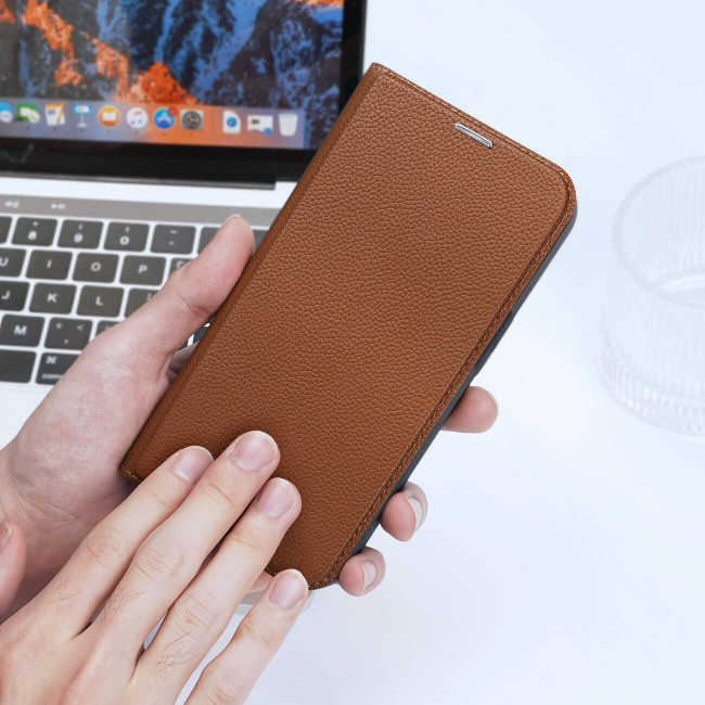 Dux Ducis iPhone 14 Skin X2 Flip Stand Case Θήκη Βιβλίο - Brown