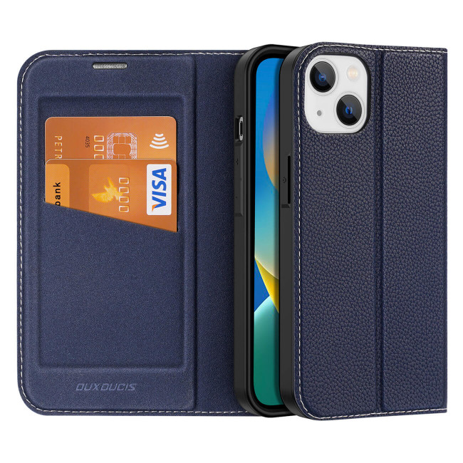 Dux Ducis iPhone 14 Skin X2 Flip Stand Case Θήκη Βιβλίο - Blue