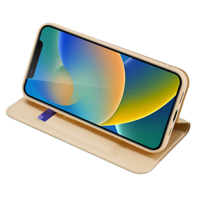 Dux Ducis iPhone 14 Flip Stand Case Θήκη Βιβλίο - Gold