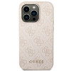 Guess iPhone 14 Pro - 4G Metal Gold Logo Σκληρή Θήκη με Επένδυση Συνθετικού Δέρματος - Pink - GUHCP14LG4GFPI