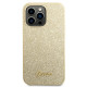 Guess iPhone 14 Pro Glitter Script Σκληρή Θήκη με Πλαίσιο Σιλικόνης - Gold - GUHCP14LHGGSHD