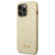 Guess iPhone 14 Pro Glitter Script Σκληρή Θήκη με Πλαίσιο Σιλικόνης - Gold - GUHCP14LHGGSHD