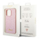 Guess iPhone 14 Pro Glitter Script Σκληρή Θήκη με Πλαίσιο Σιλικόνης - Pink - GUHCP14LHGGSHP