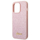 Guess iPhone 14 Pro Glitter Script Σκληρή Θήκη με Πλαίσιο Σιλικόνης - Pink - GUHCP14LHGGSHP