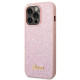 Guess iPhone 14 Pro Glitter Script Σκληρή Θήκη με Πλαίσιο Σιλικόνης - Pink - GUHCP14LHGGSHP