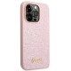 Guess iPhone 14 Pro Glitter Script Σκληρή Θήκη με Πλαίσιο Σιλικόνης - Pink - GUHCP14LHGGSHP