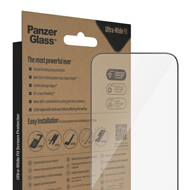 PanzerGlass iPhone 14 Pro Max Ultra-Wide Fit Antibacterial Easy Aligner Full Screen Αντιχαρακτικό Γυαλί Οθόνης - Black