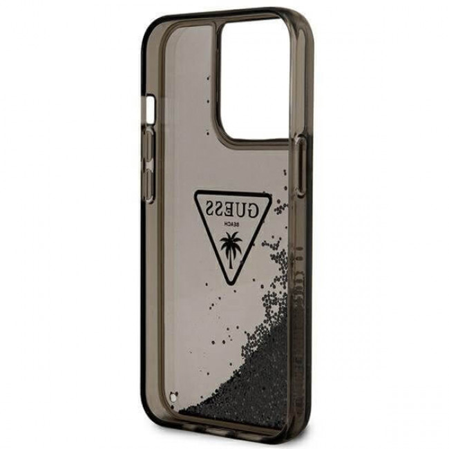 Guess iPhone 14 Pro Palm Liquid Glitter Σκληρή Θήκη με Πλαίσιο Σιλικόνης - Black - GUHCP14LLFCTPK