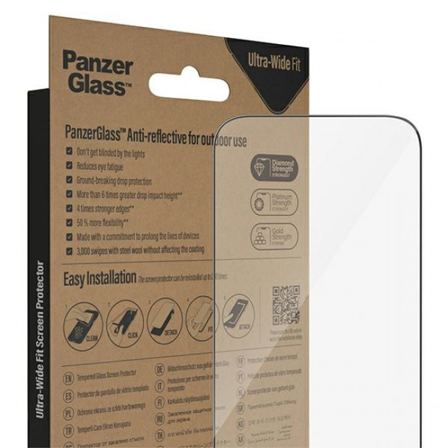 PanzerGlass iPhone 14 Pro Ultra-Wide Fit Anti-reflective Antibacterial Easy Aligner Full Screen Αντιχαρακτικό Γυαλί Οθόνης - Black