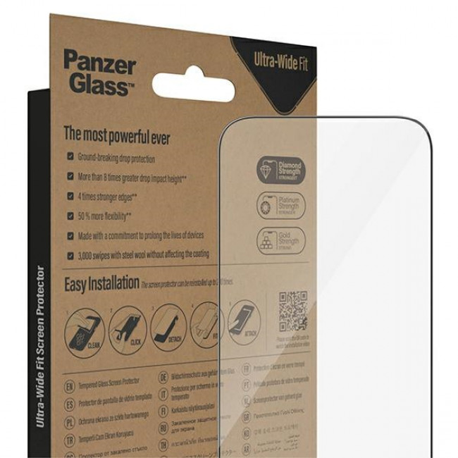 PanzerGlass iPhone 14 Pro Ultra-Wide Fit Antibacterial Easy Aligner Full Screen Αντιχαρακτικό Γυαλί Οθόνης - Black