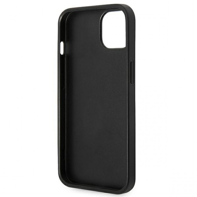 Karl Lagerfeld iPhone 14 - Saffiano Choupette Head Patch Σκληρή Θήκη με Επένδυση Συνθετικού Δέρματος και Πλαίσιο Σιλικόνης - Grey - KLHCP14SSAPCHG