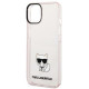 Karl Lagerfeld iPhone 14 - Choupette Body Σκληρή Θήκη με Πλαίσιο Σιλικόνης - Pink / Διάφανη - KLHCP14SCTTRI