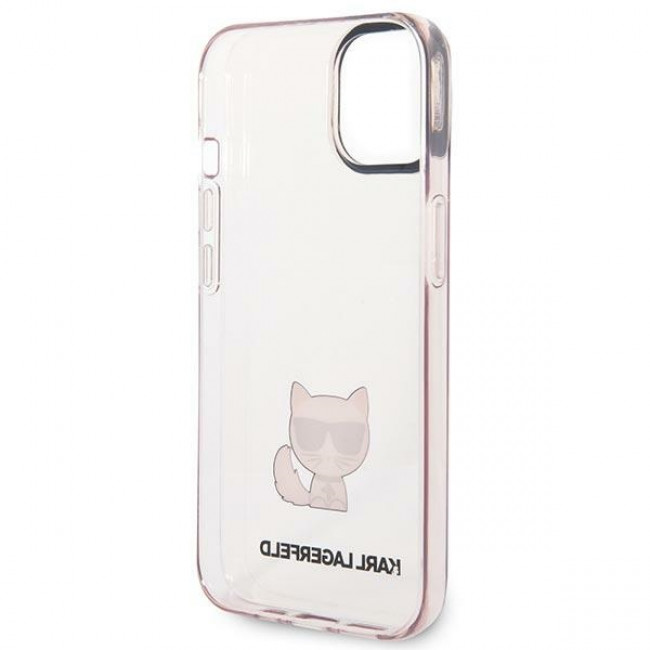 Karl Lagerfeld iPhone 14 - Choupette Body Σκληρή Θήκη με Πλαίσιο Σιλικόνης - Pink / Διάφανη - KLHCP14SCTTRI