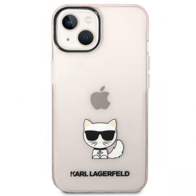 Karl Lagerfeld iPhone 14 Plus - Choupette Body Σκληρή Θήκη με Πλαίσιο Σιλικόνης - Pink / Διάφανη - KLHCP14MCTTRI