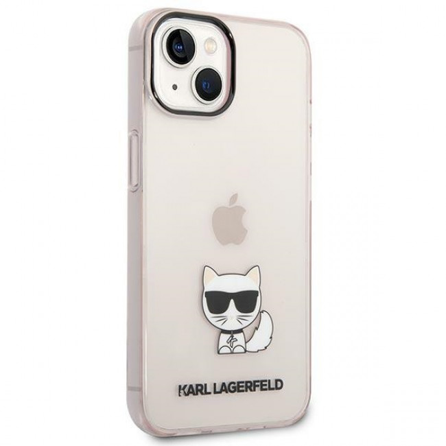 Karl Lagerfeld iPhone 14 Plus - Choupette Body Σκληρή Θήκη με Πλαίσιο Σιλικόνης - Pink / Διάφανη - KLHCP14MCTTRI