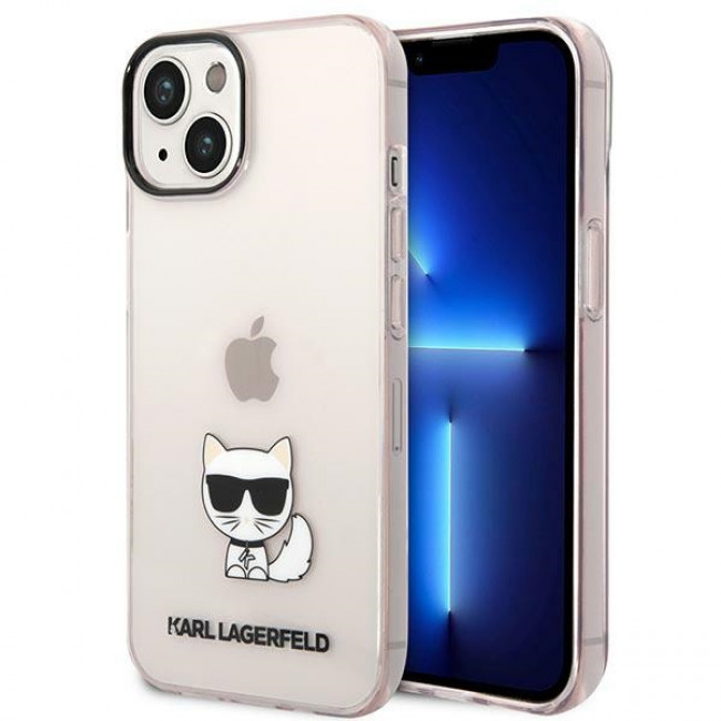 Karl Lagerfeld iPhone 14 Plus - Choupette Body Σκληρή Θήκη με Πλαίσιο Σιλικόνης - Pink / Διάφανη - KLHCP14MCTTRI