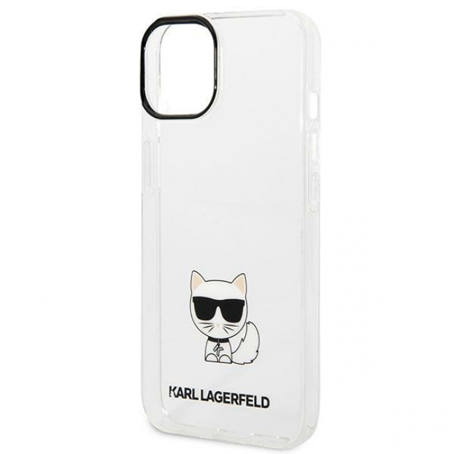 Karl Lagerfeld iPhone 14 Plus - Choupette Body Σκληρή Θήκη με Πλαίσιο Σιλικόνης - Διάφανη - KLHCP14MCTTR