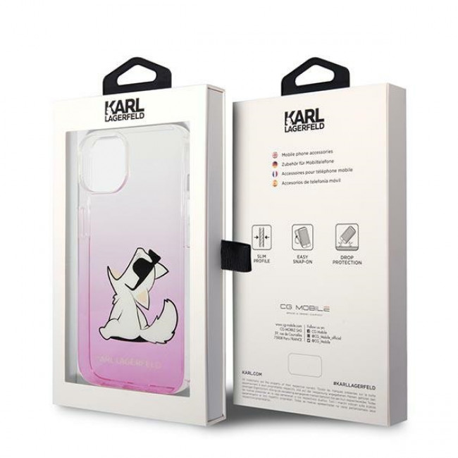 Karl Lagerfeld iPhone 14 Plus - Choupette Fun Σκληρή Θήκη με Πλαίσιο Σιλικόνης - Pink - KLHCP14MCFNRCPI