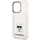 Karl Lagerfeld iPhone 14 Pro - Choupette Body Σκληρή Θήκη με Πλαίσιο Σιλικόνης - Pink / Διάφανη - KLHCP14LCTTRI