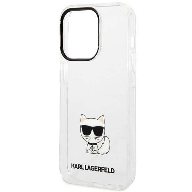 Karl Lagerfeld iPhone 14 Pro - Choupette Body Σκληρή Θήκη με Πλαίσιο Σιλικόνης - Διάφανη - KLHCP14LCTTR