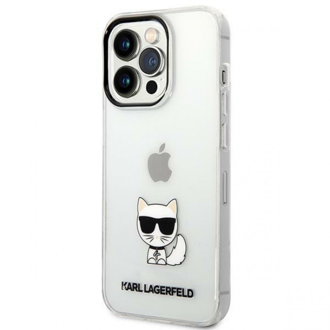 Karl Lagerfeld iPhone 14 Pro - Choupette Body Σκληρή Θήκη με Πλαίσιο Σιλικόνης - Διάφανη - KLHCP14LCTTR