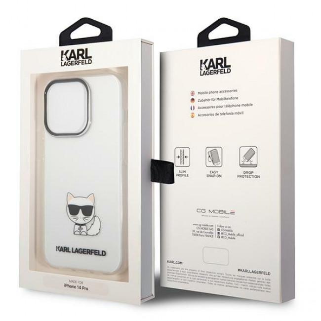 Karl Lagerfeld iPhone 14 Pro - Choupette Body Σκληρή Θήκη με Πλαίσιο Σιλικόνης - Διάφανη - KLHCP14LCTTR