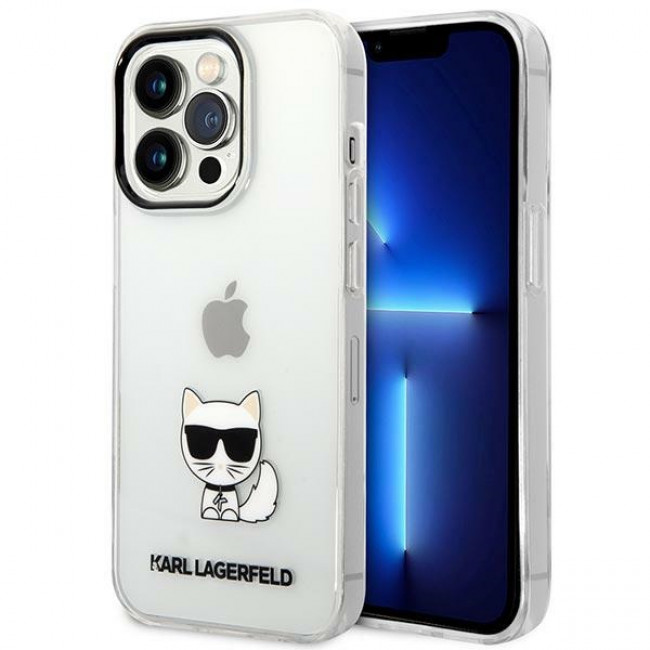 Karl Lagerfeld iPhone 14 Pro - Choupette Body Σκληρή Θήκη με Πλαίσιο Σιλικόνης - Διάφανη - KLHCP14LCTTR