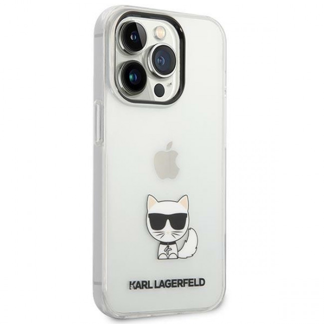 Karl Lagerfeld iPhone 14 Pro - Choupette Body Σκληρή Θήκη με Πλαίσιο Σιλικόνης - Διάφανη - KLHCP14LCTTR